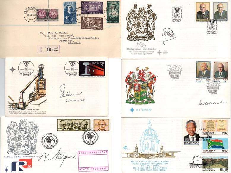 Small collection of 6 covers associated with SA State Presidents (four signed)