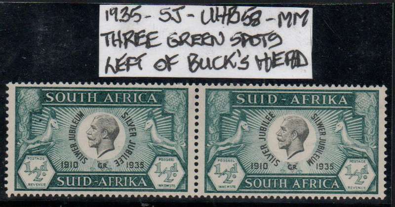 1935 KGV Silver Jubilee 1/2d pair with variety in MM-condition