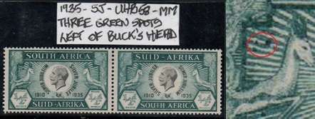 1935 KGV Silver Jubilee 1/2d pair with variety in MM-condition