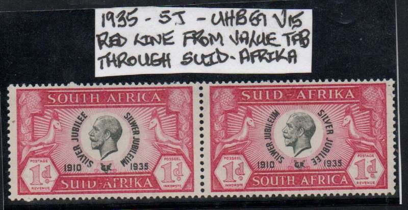 1935 KGV Silver Jubilee 1d pair with listed variety in MNH-condition
