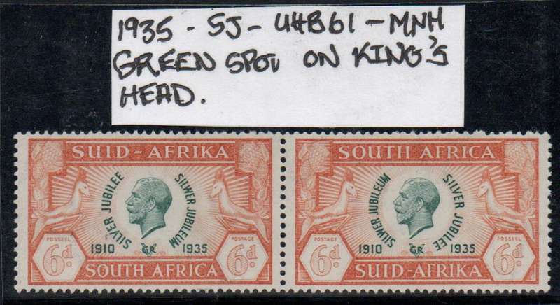 1935 KGV Silver Jubilee 6d pair with variety in MNH-condition