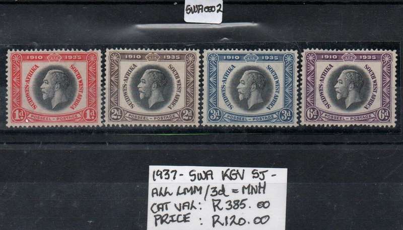 1937 SWA KGV Silver Jubilee full set in MNH-condition