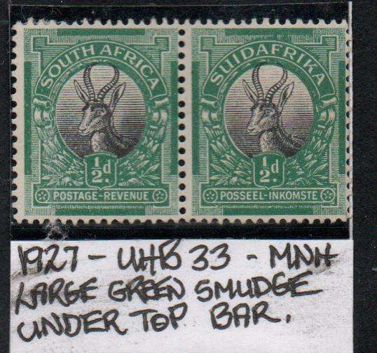 1927 Pretoria Printing 1/2d-pair with variety in MNH-condition