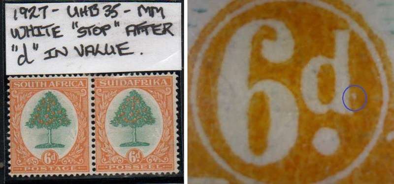 1927 Pretoria Printing 6d-pair with variety in MM-condition