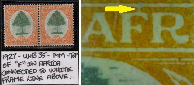 1927 Pretoria Printing 6d-pair with variety in MM-condition