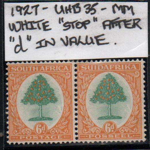 1927 Pretoria Printing 6d-pair with variety in MM-condition