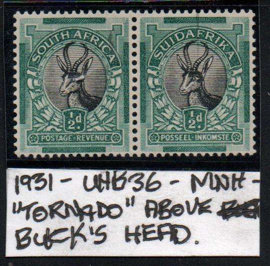 1931 Roto Definitive 1/2d-pair with variety in MNH-condition