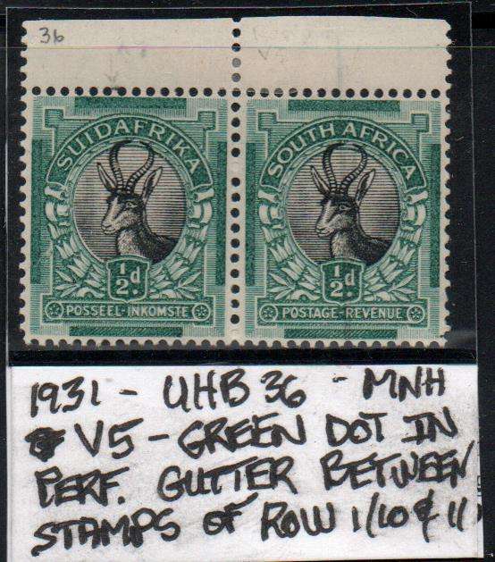 1931 Roto Definitive 1/2d-pair with listed variety in MNH-condition