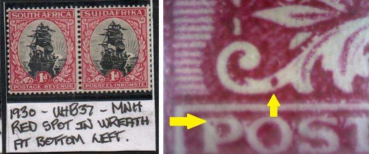 1930 Roto Definitive 1d-pair with variety in MNH-condition