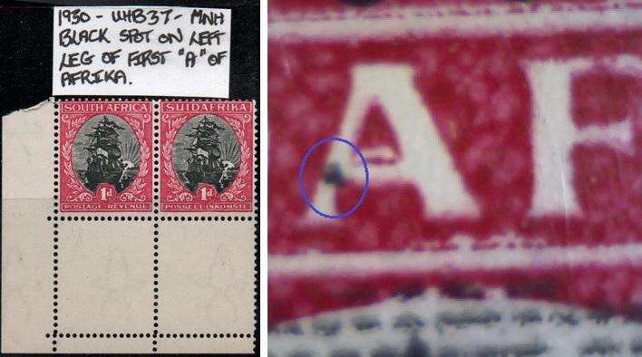 1930 Union Roto Definitive 1d pair with variety in MNH-condition