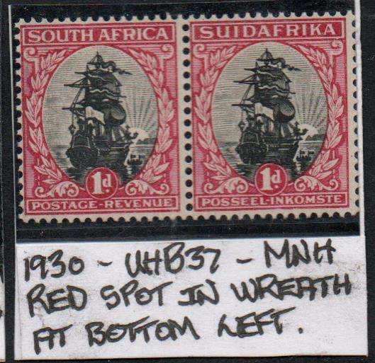 1930 Roto Definitive 1d-pair with variety in MNH-condition