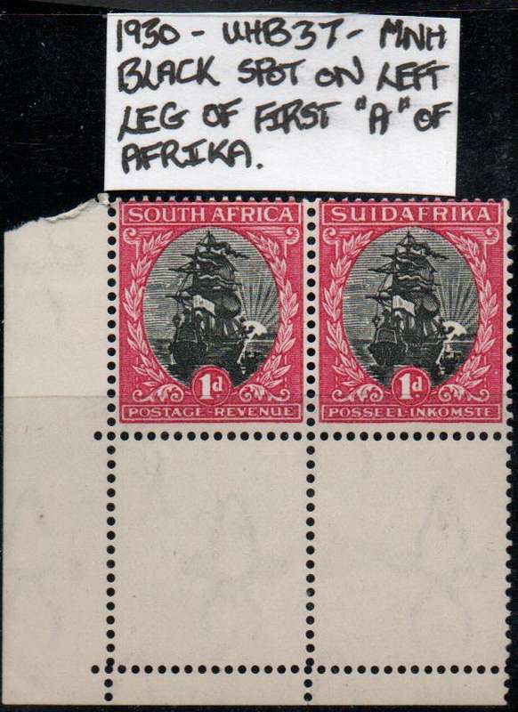 1930 Union Roto Definitive 1d pair with variety in MNH-condition