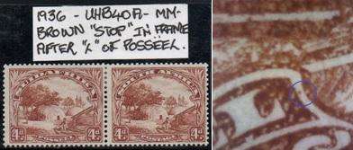 1936 Union Roto Definitive redrawn brown 4d pair with variety in MM-condition