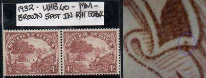 Scarce 1932 Union Roto Definitive reddish brown 4d pair (Inv WMK) with variety in MM-condition