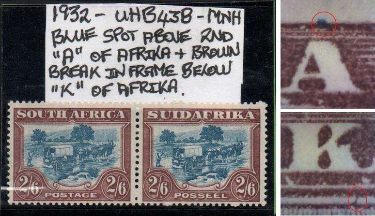 1932 Union Roto Definitive 2s 6d pair with varieties in MNH-condition