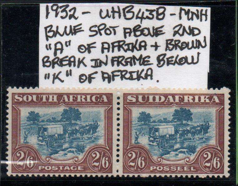 1932 Union Roto Definitive 2s 6d pair with varieties in MNH-condition