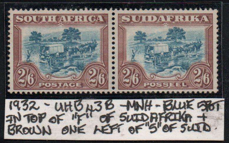 1932 Roto Definitive 2s 6d-pair with varieties in MNH-condition