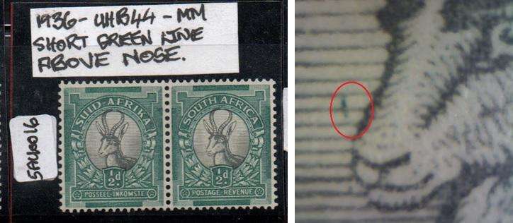1936 Union Hyphenated Definitive 1/2d-pair with variety in MM-condition