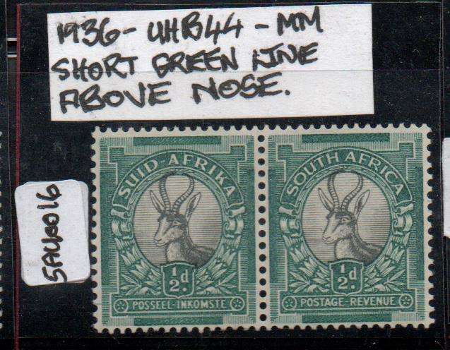 1936 Union Hyphenated Definitive 1/2d-pair with variety in MM-condition