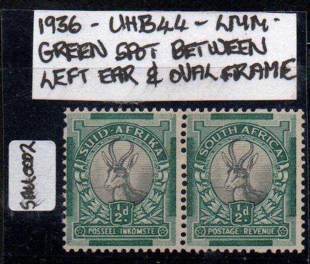 1936 Union Hyphenated Definitive 1/2d-pair with variety in LMM-condition