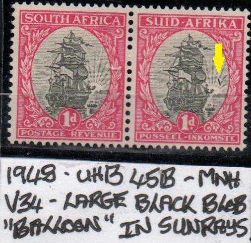 1948 Hyphenated Definitive 1d-pair with listed variety in MNH-condition
