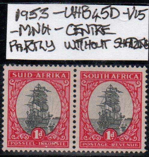 1953 Union Hyphenated & Screened Definitive 1d pair with listed variety in MNH-condition