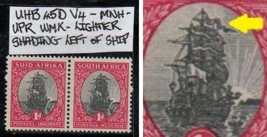 1951 Union Hyphenated & Screened Definitive 1d-pair with listed variety in MNH-condition