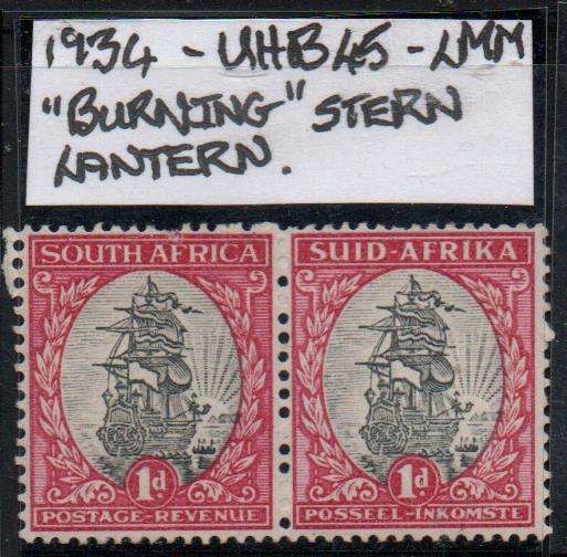 1934 Union Hyphenated Definitive 1d-pair with variety in LMM-condition