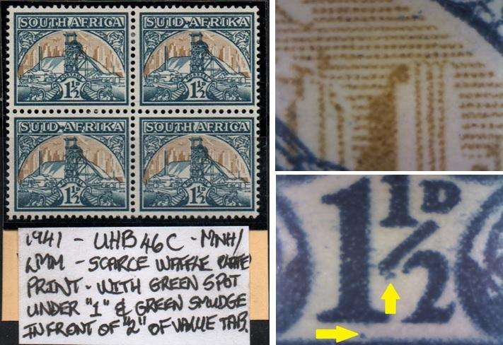 1941 Hyphenated & Screened Definitive 1 1/2d-block of 4 with variety in MNH/LMM-condition