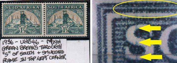 1936 Hyphenated & Screened Definitive 1 1/2d-pair with variety in MNH-condition