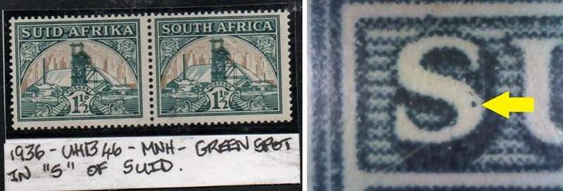 1936 Hyphenated & Screened Definitive 1 1/2d-pair with variety in MNH-condition