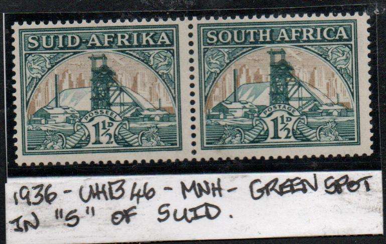 1936 Hyphenated & Screened Definitive 1 1/2d-pair with variety in MNH-condition
