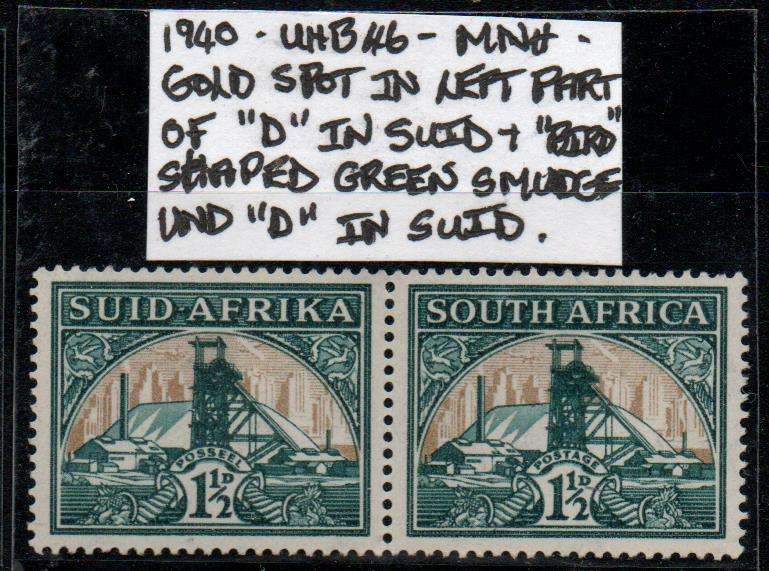 1940 Union Hyphenated Definitive 1 1/2d-pair with varieties in MNH-condition