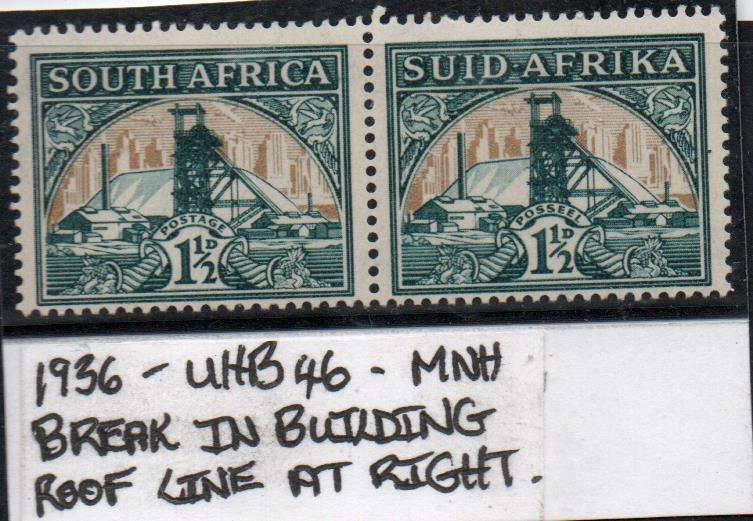 1936 Hyphenated & Screened Definitive 1 1/2d-pair with variety in MNH-condition