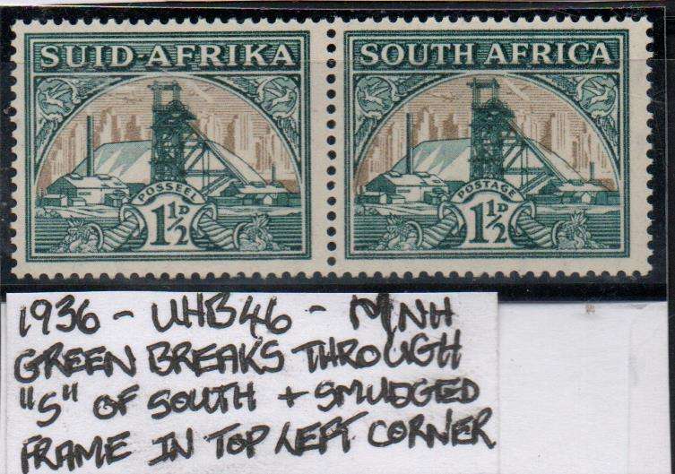 1936 Hyphenated & Screened Definitive 1 1/2d-pair with variety in MNH-condition