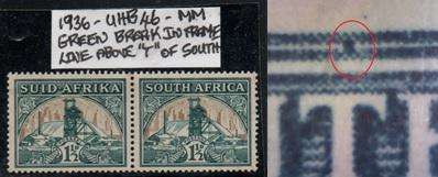 1936 Union Hyphenated & Screened Definitive 1 1/2d pair with variety in MM-condition