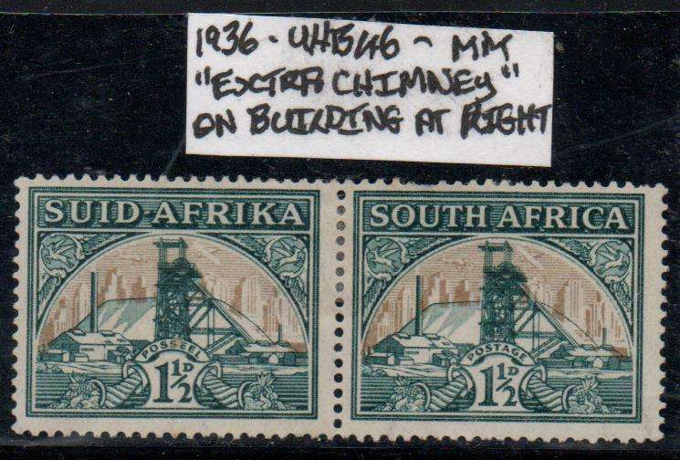 1936 Union Hyphenated & Screened Definitive 1 1/2d pair with variety in MM-condition