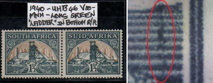 1940 Union Hyphenated Definitive 1 1/2d-pair with listed variety in MNH-condition