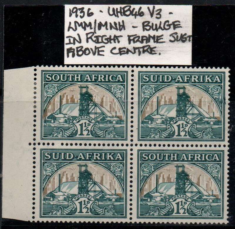 1936 Union Hyphenated Definitive 1 1/2d-b/o of 4 with listed variety in LMM/MNH-condition
