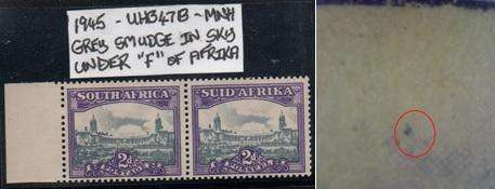 1945 Union Hyphenated Definitive 2d pair with variety in MNH-condition