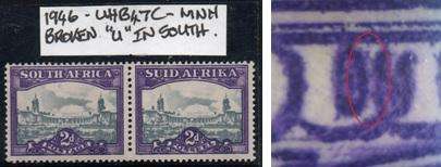 1946 Union Hyphenated Definitive 2d pair with variety in MNH-condition