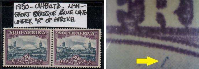 1950 Union Hyphenated & Screened Definitive 2d-pair with variety in LMM-condition