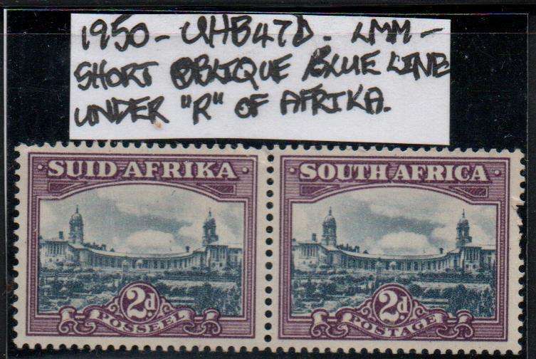 1950 Union Hyphenated & Screened Definitive 2d-pair with variety in LMM-condition
