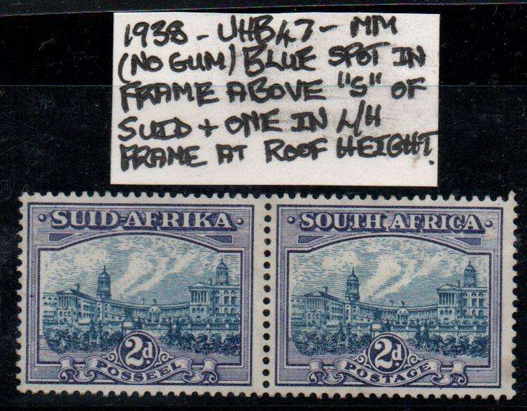 1938 Union Hyphenated Definitive 2d-pair with scarce varieties in MM-condition