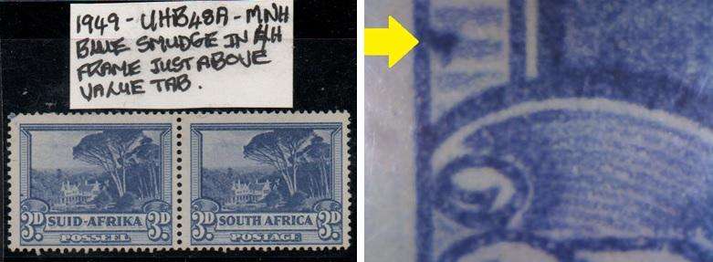 1949 Union Hyphenated & Screened Definitive 3d-pair with variety in MNH-condition