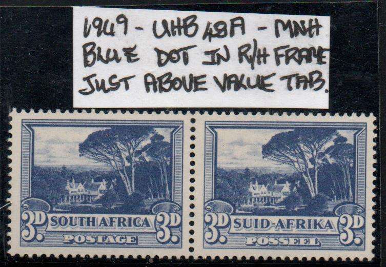 1949 Union Hyphenated & Screened Definitive 3d-pair with variety in MNH-condition