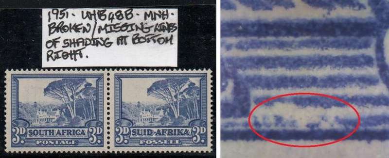 1951 Union Hyphenated & Screened Definitive 3d-pair with variety in MNH-condition