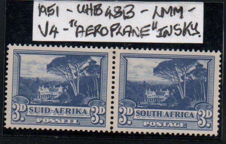 1951 Union Hyphenated & Screened Def. 3d pair with listed variety in LMM-condition