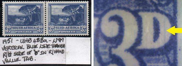 1951 Hyphenated & Screened Definitive 3d-pair with variety in LMM-condition