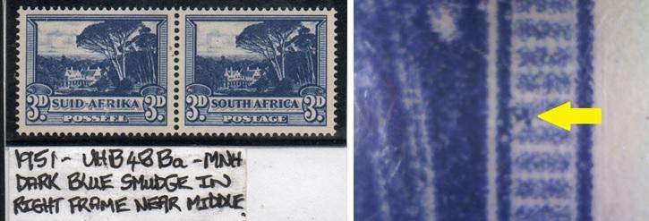 1951 Hyphenated & Screened Definitive 3d-pair (scarce blackish blue) with variety in MNH-condition